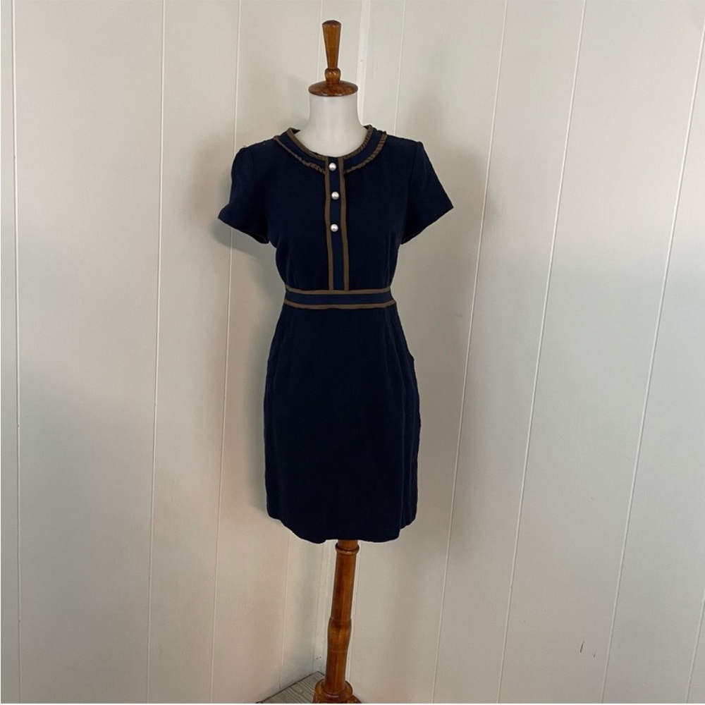 Boden Petite Crew Neck Short Sleeve Tweed Dress